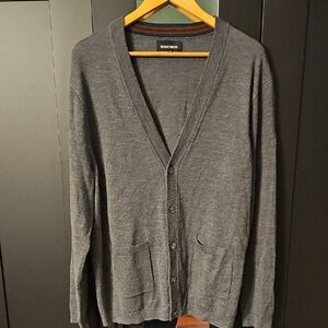 Bonobos 100% Merino Wool Cardigan Charcoal Gray L Slim Fit